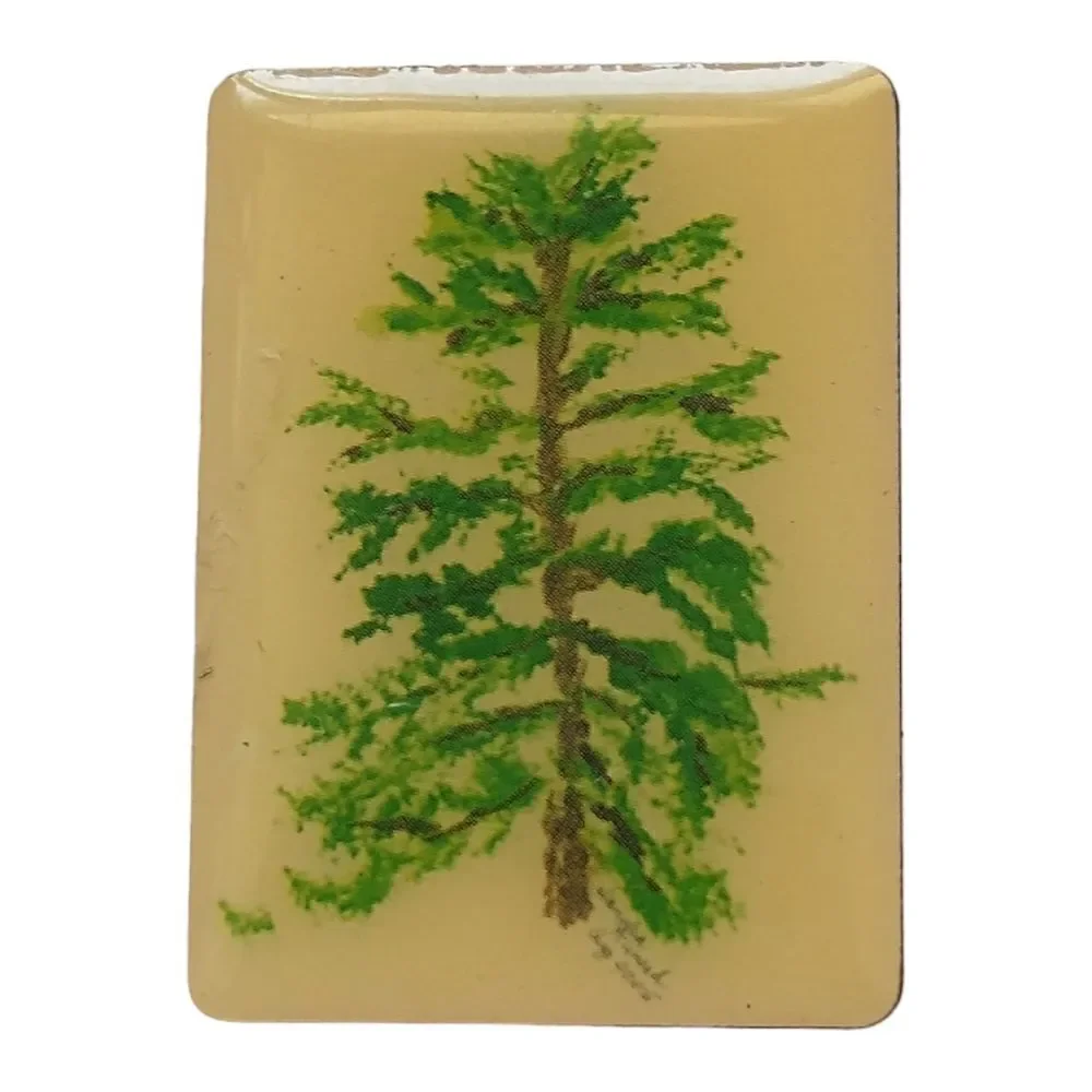 Artist Handpainted Pine Tree Pin Tie Tack Lapel Pin Brooch Fir Enameled 2005.  C